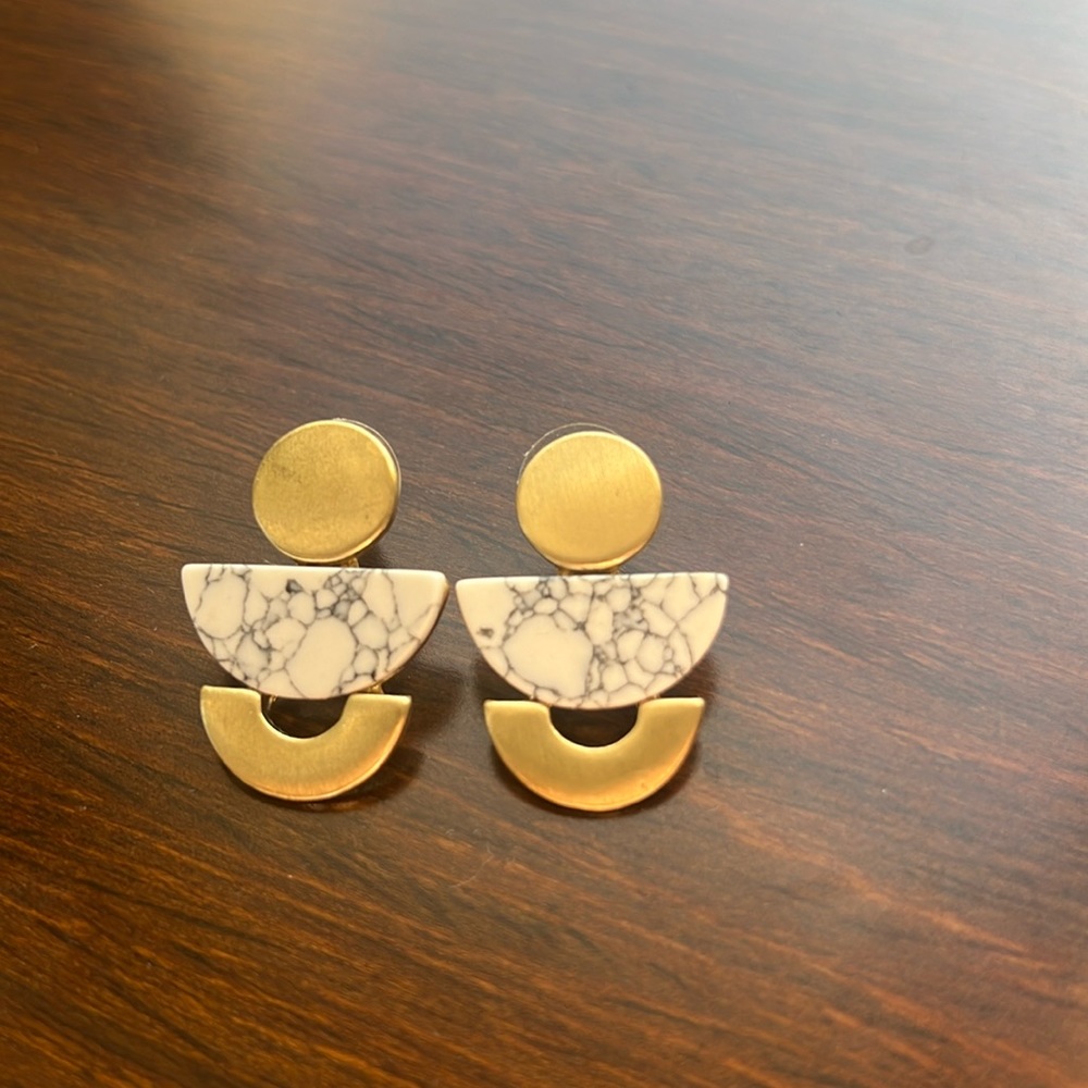 Circle and Half Circle Geometric Earrings NWOT